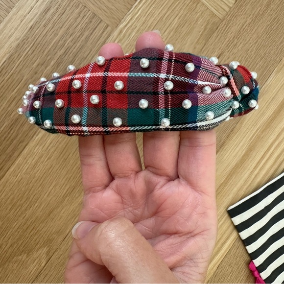 Lele Sadoughi Tartan Plaid with Pearls Small Headband - Picture 3 of 4